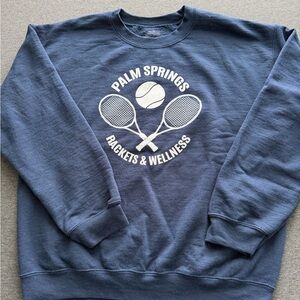 Palm Springs Navy Tennis Graphic Crewneck Sweatshirt